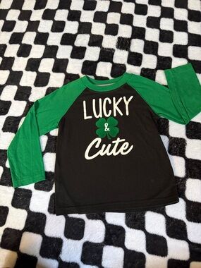Lucky & Cute Green-Black Raglan Long Sleeve Kids Top